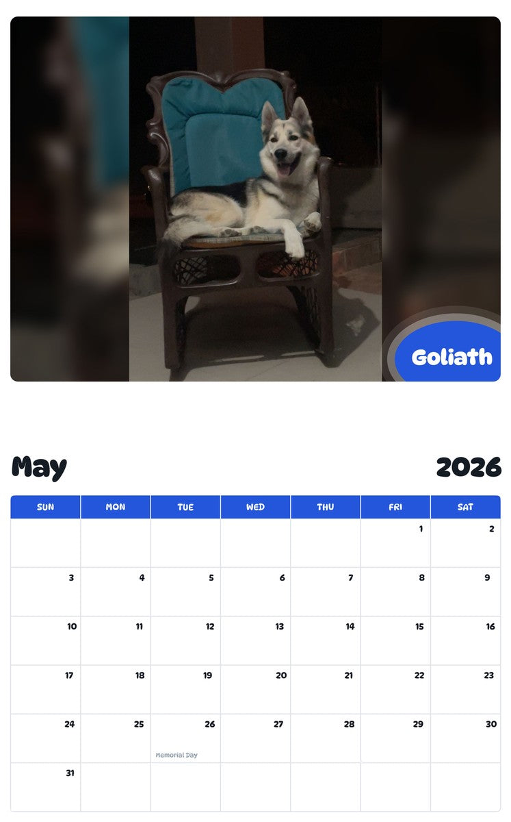 2026 - 2027 Goliath - Pawidols Pet Calendar