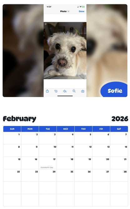 October 2025 - September 2026 Sofie - Pawidols Pet Calendar