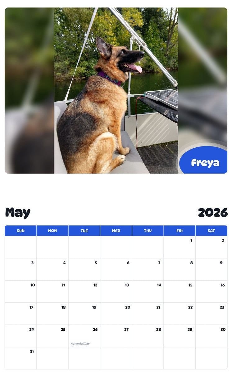 2026 - 2027 Freya - Pawidols Pet Calendar
