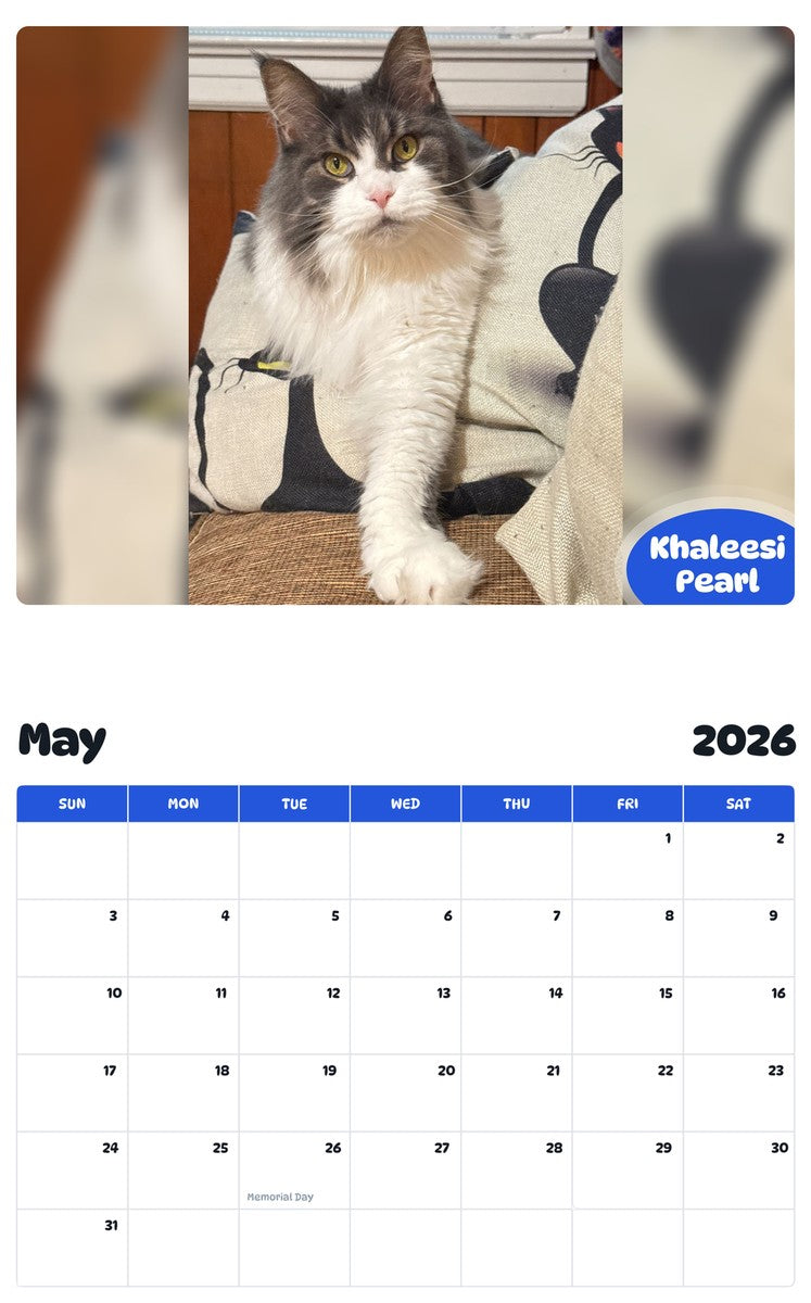 2026 - 2027 Khaleesi Pearl - Pawidols Pet Calendar