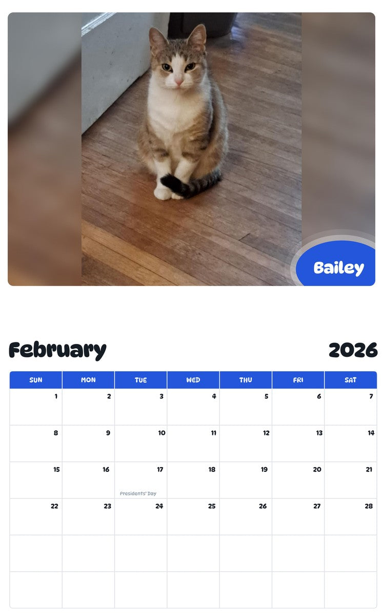 October 2025 - September 2026 Bailey - Pawidols Pet Calendar
