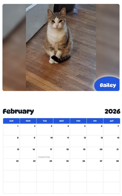 October 2025 - September 2026 Bailey - Pawidols Pet Calendar