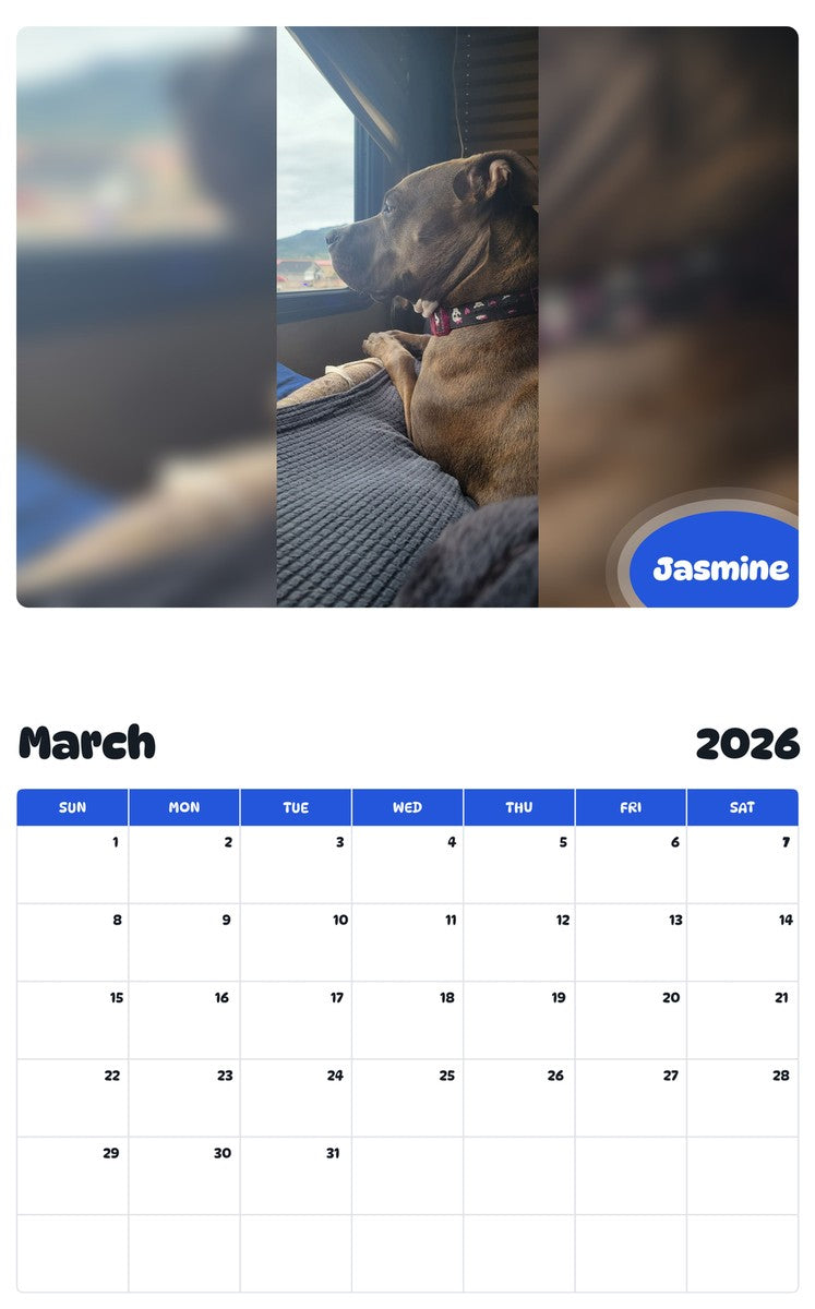 November 2025 - October 2026 Jasmine - Pawidols Pet Calendar