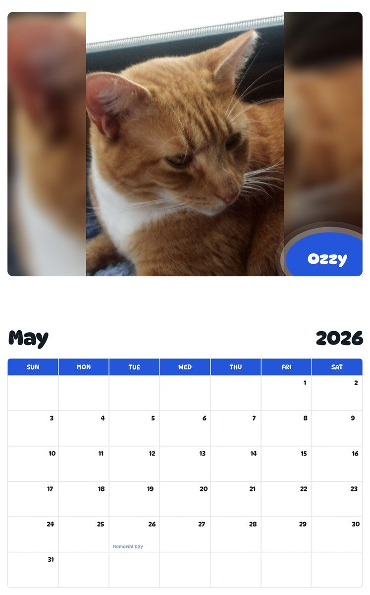 2026 - 2027 Ozzy - Pawidols Pet Calendar