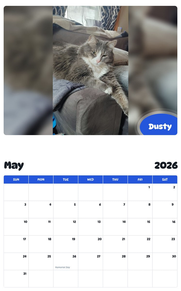 2026 - 2027 Dusty - Pawidols Pet Calendar
