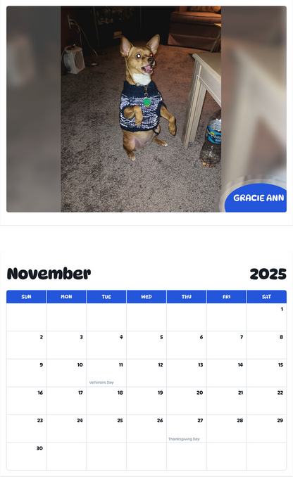 July 2025 - June 2026 Gracie. Ann - Pawidols Pet Calendar