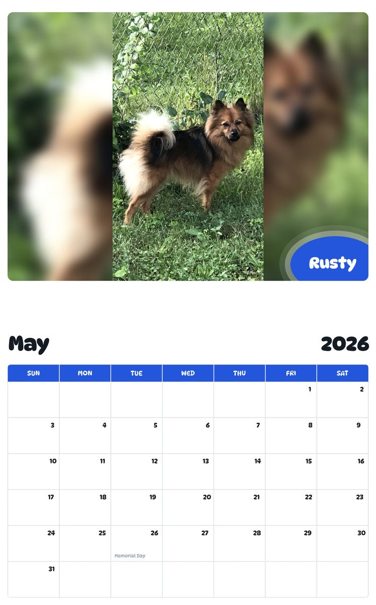 2026 - 2027 Rusty - Pawidols Pet Calendar