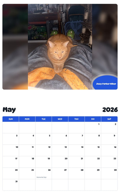 2026 - 2027 Joey Parker Wiker - Pawidols Pet Calendar