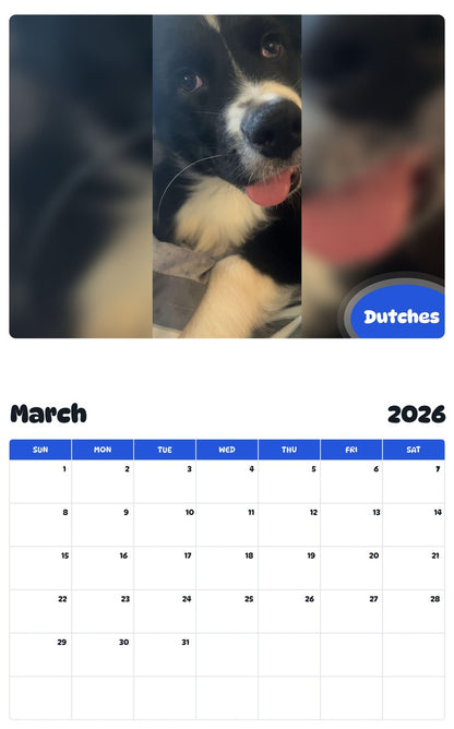 November 2025 - October 2026 Dutches - Pawidols Pet Calendar