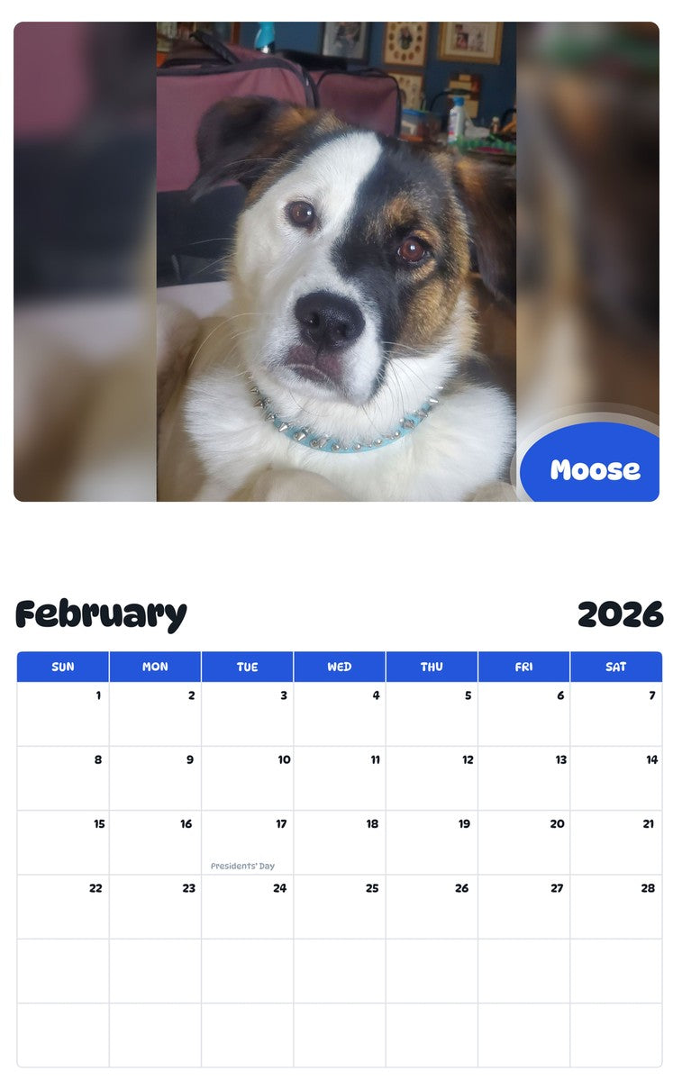 October 2025 - September 2026 Moose - Pawidols Pet Calendar