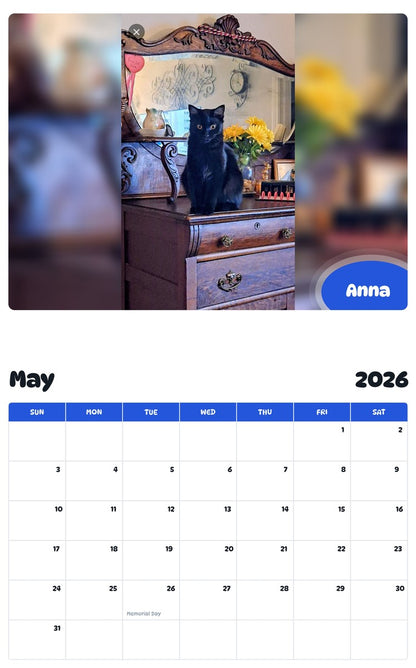 2026 - 2027 Anna - Pawidols Pet Calendar