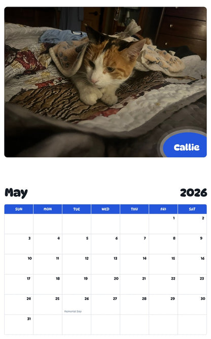 2026 - 2027 Callie - Pawidols Pet Calendar
