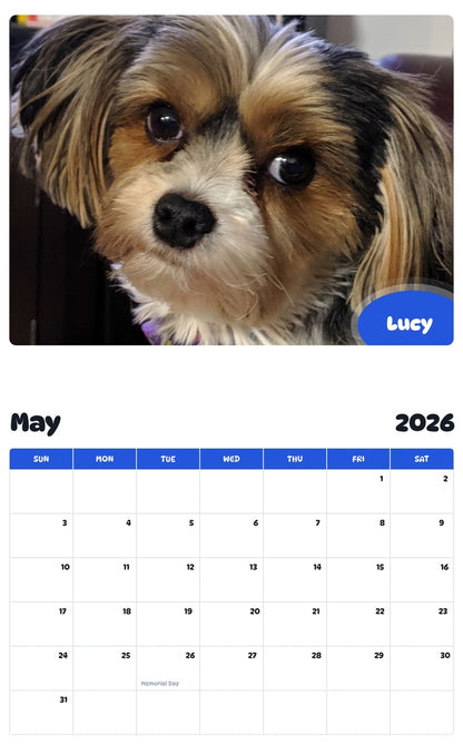 2026 - 2027 Lucy - Pawidols Pet Calendar