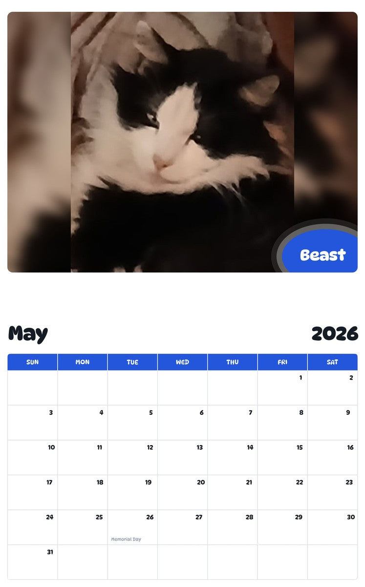 2026 - 2027 Beast - Pawidols Pet Calendar