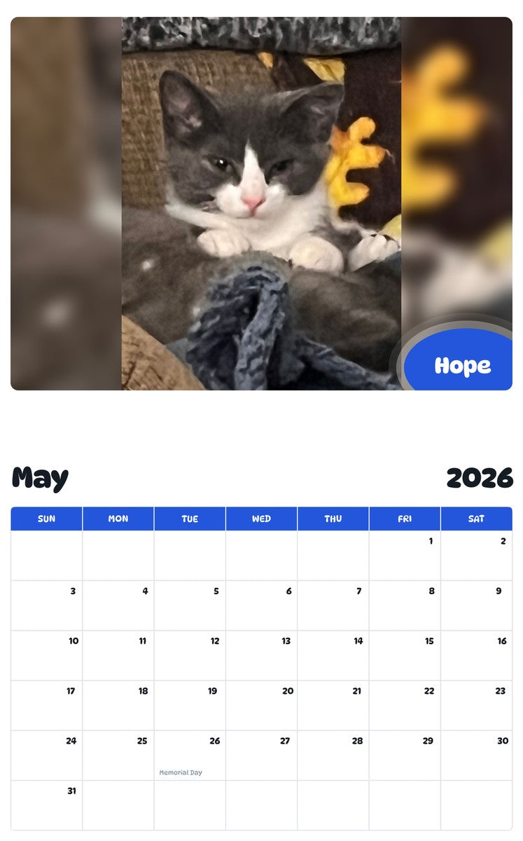 2026 - 2027 Hope - Pawidols Pet Calendar
