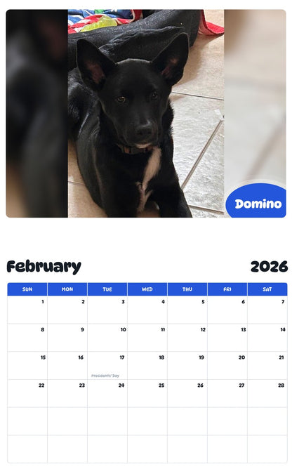 October 2025 - September 2026 Domino - Pawidols Pet Calendar