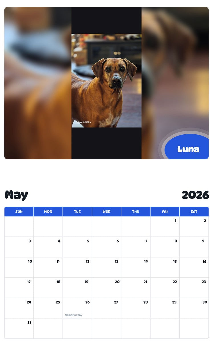 2026 - 2027 Luna - Pawidols Pet Calendar