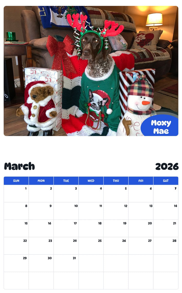 November 2025 - October 2026 Moxy Mae - Pawidols Pet Calendar
