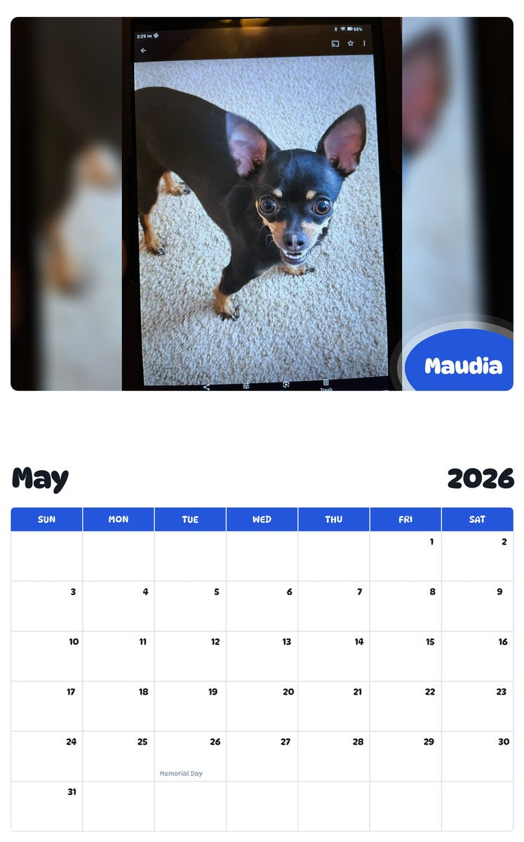 2026 - 2027 Maudia - Pawidols Pet Calendar