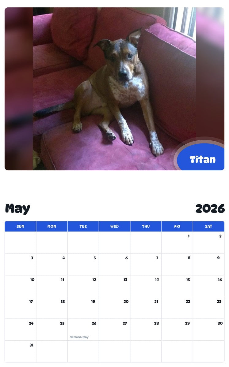 2026 - 2027 Titan - Pawidols Pet Calendar
