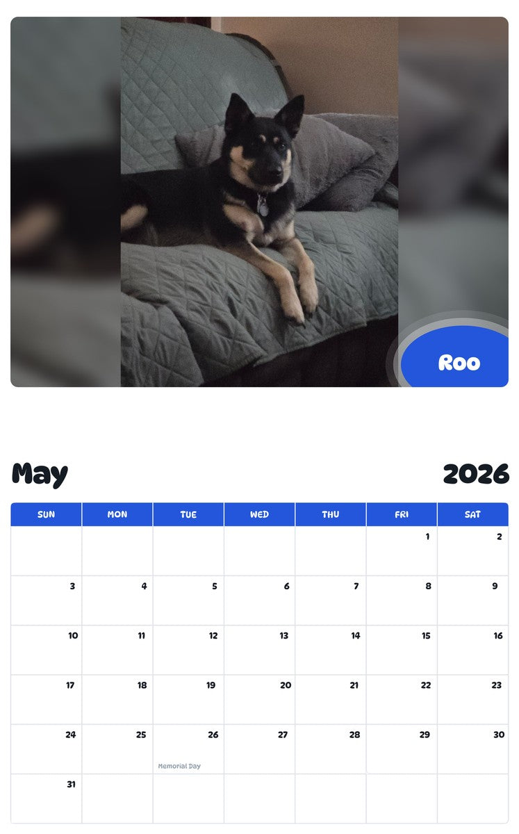2026 - 2027 Roo - Pawidols Pet Calendar