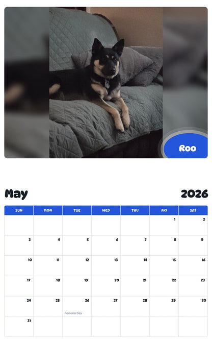 2026 - 2027 Roo - Pawidols Pet Calendar