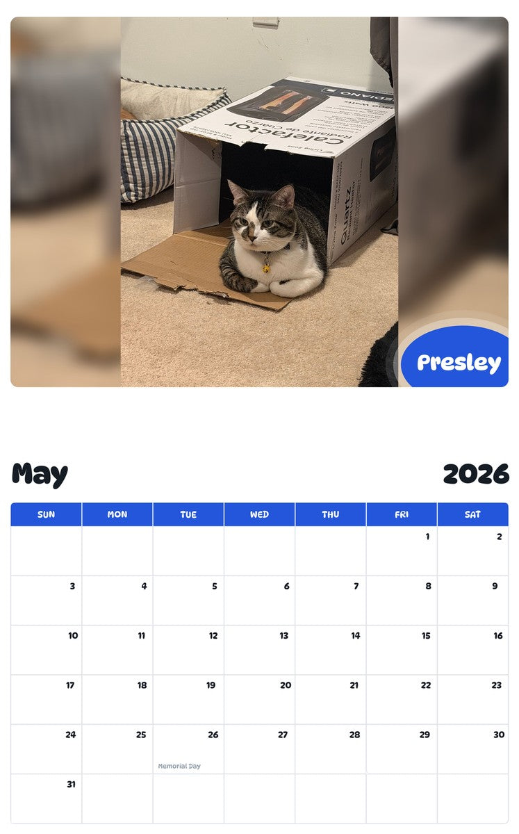 2026 - 2027 Presley - Pawidols Pet Calendar