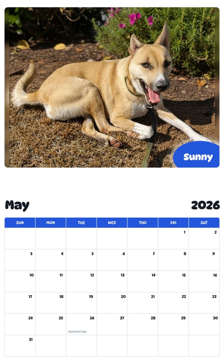 2026 - 2027 Sunny - Pawidols Pet Calendar