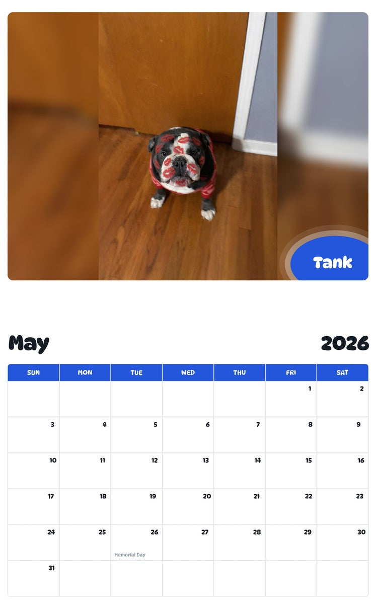 2026 - 2027 Tank - Pawidols Pet Calendar