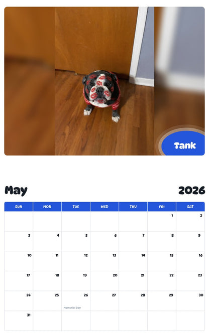 2026 - 2027 Tank - Pawidols Pet Calendar
