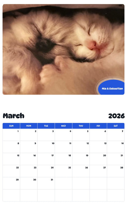 November 2025 - October 2026 Mia & Sabastian - Pawidols Pet Calendar