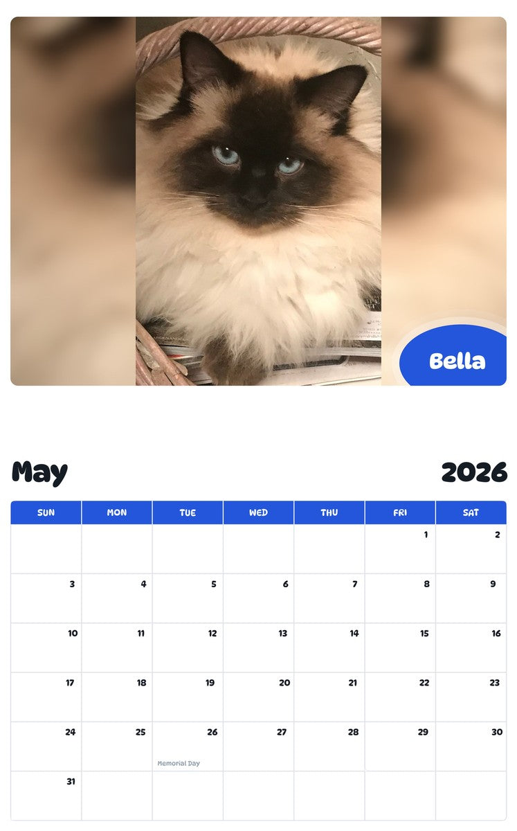 2026 - 2027 Bella - Pawidols Pet Calendar