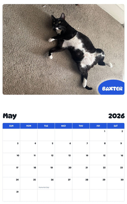 2026 - 2027 BAXTER - Pawidols Pet Calendar