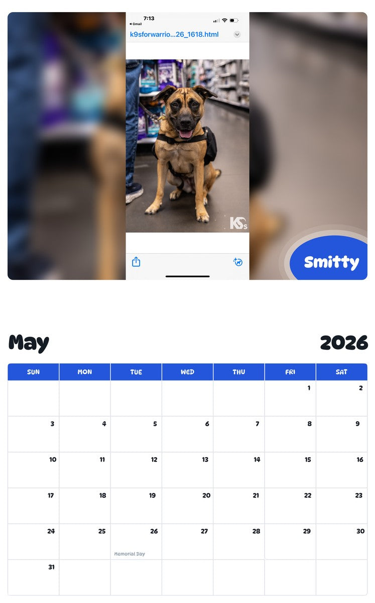 2026 - 2027 Smitty - Pawidols Pet Calendar