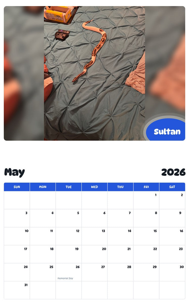 2026 - 2027 Sultan - Pawidols Pet Calendar