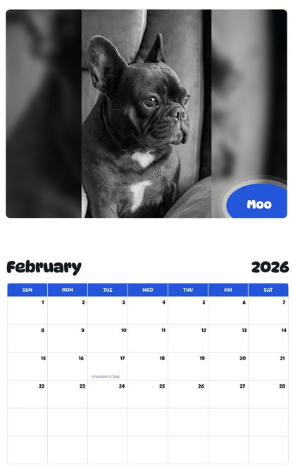 October 2025 - September 2026 Moo - Pawidols Pet Calendar