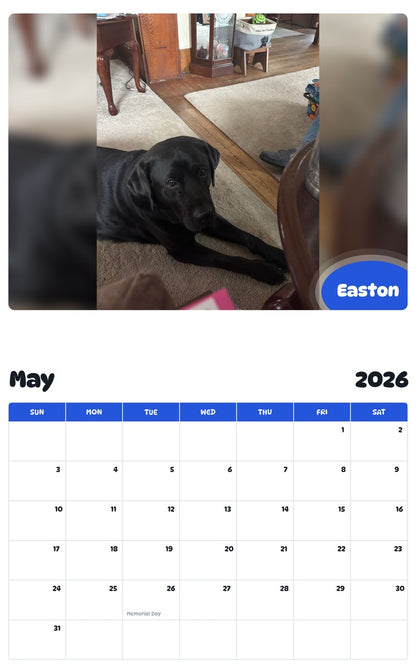 2026 - 2027 Easton - Pawidols Pet Calendar