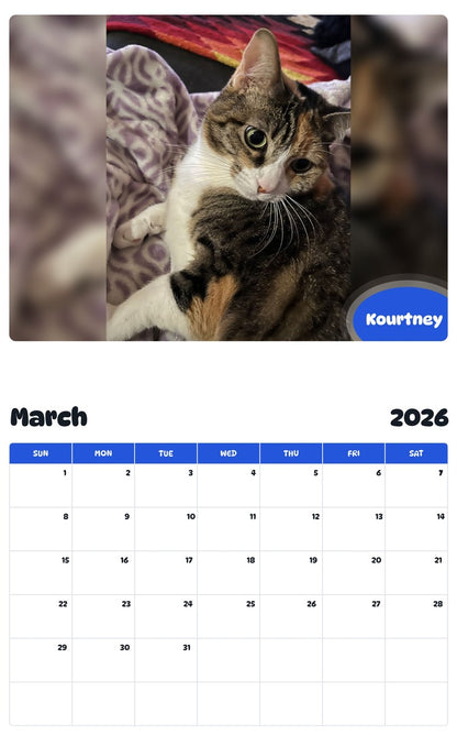 November 2025 - October 2026 Kourtney - Pawidols Pet Calendar