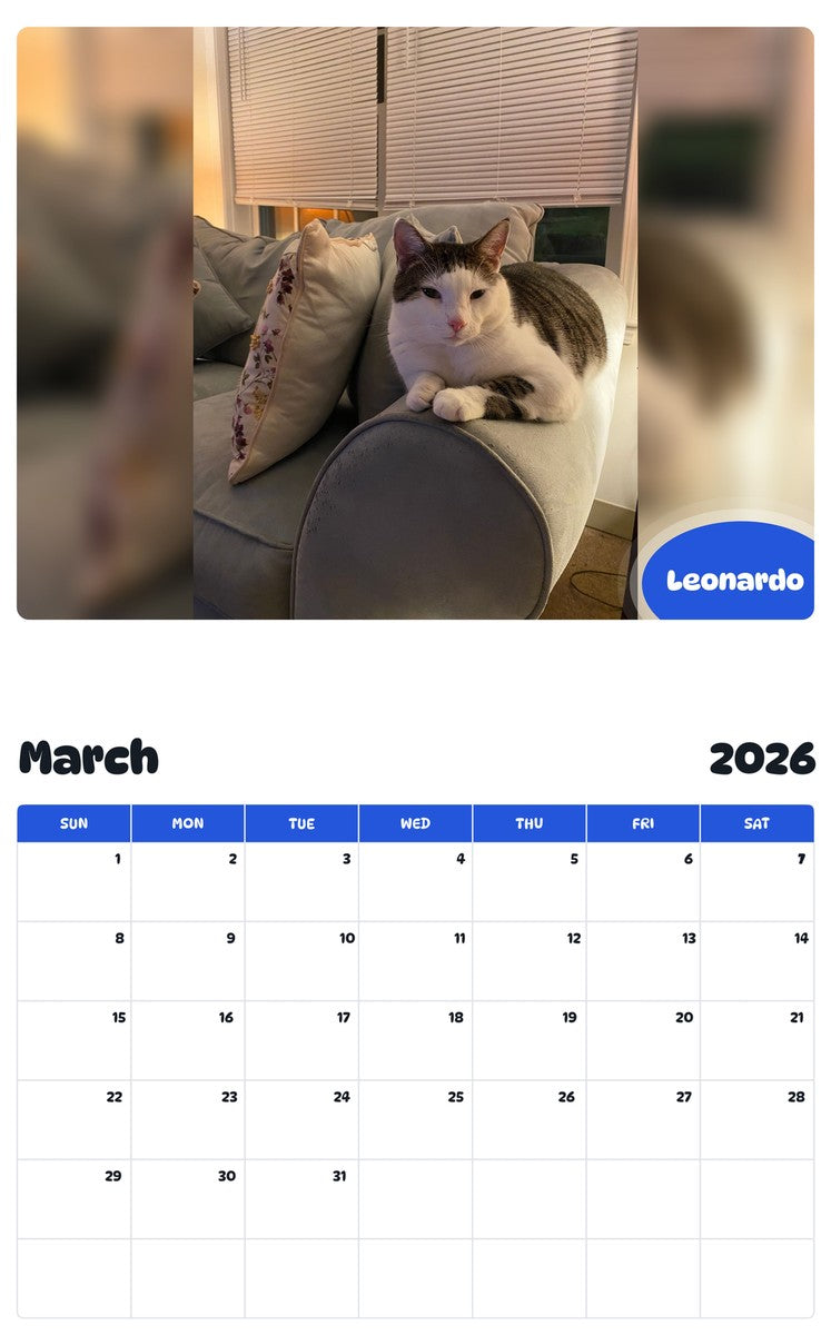November 2025 - October 2026 Leonardo - Pawidols Pet Calendar