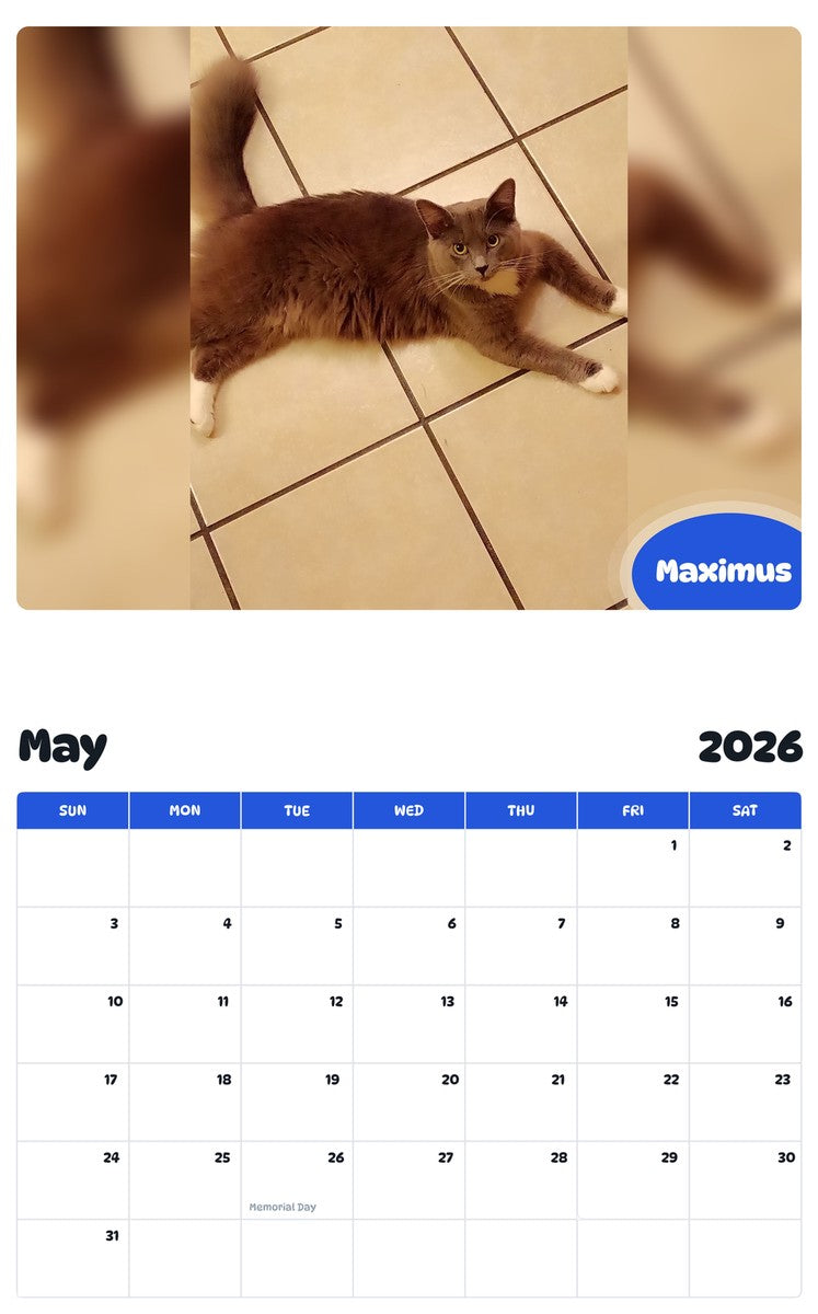 2026 - 2027 Maximus - Pawidols Pet Calendar