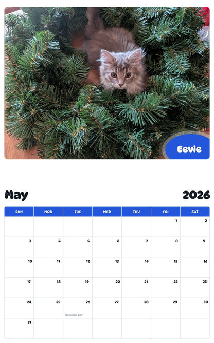 2026 - 2027 Eevie - Pawidols Pet Calendar