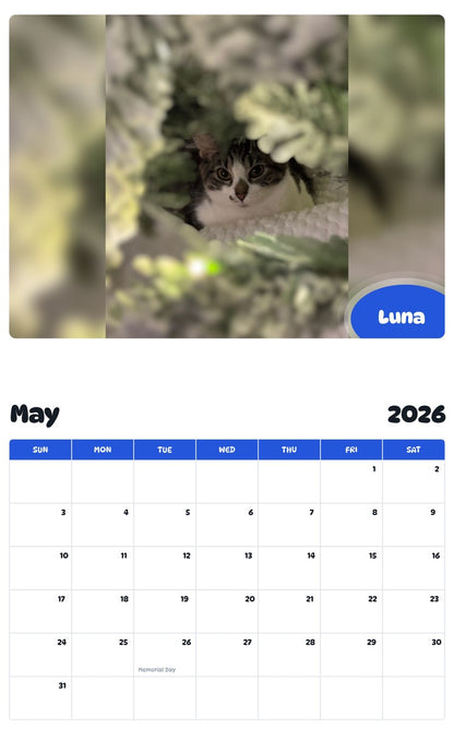 2026 - 2027 Luna - Pawidols Pet Calendar