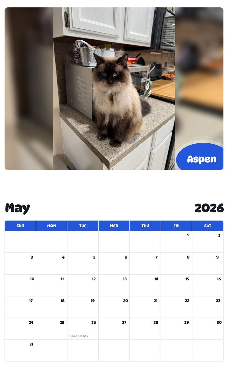 2026 - 2027 Aspen - Pawidols Pet Calendar
