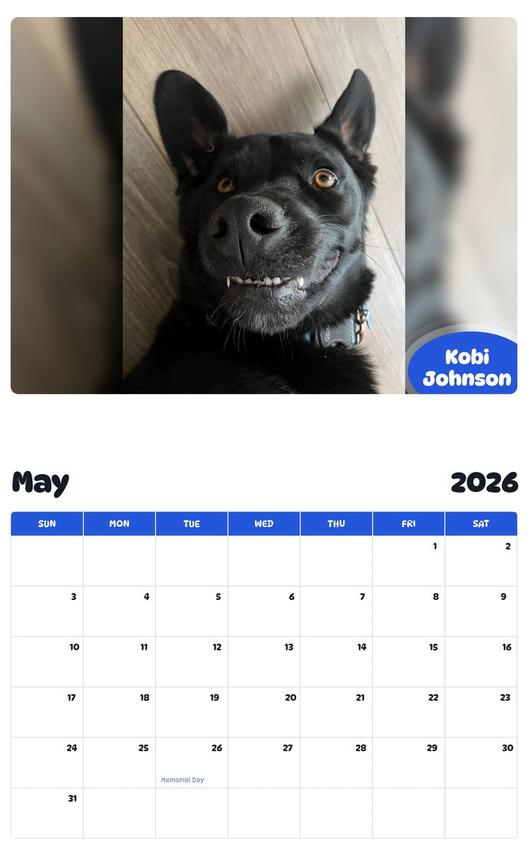 2026 - 2027 Kobi Johnson - Pawidols Pet Calendar