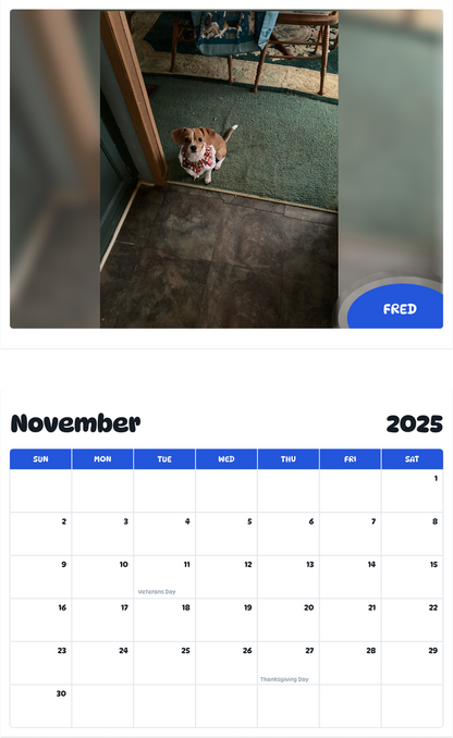 July 2025 - June 2026 Fred - Pawidols Pet Calendar