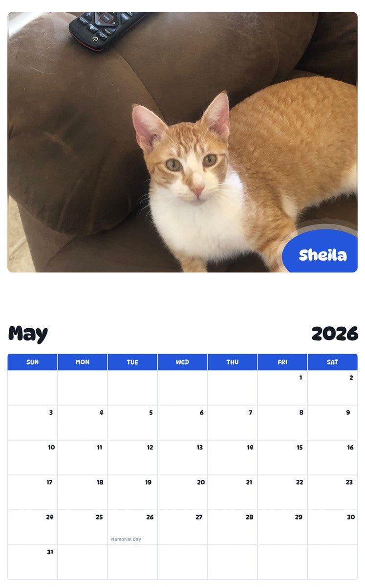 2026 - 2027 Sheila - Pawidols Pet Calendar