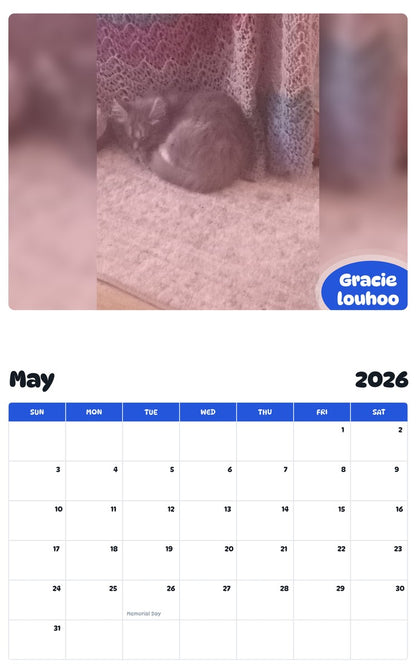 2026 - 2027 Gracie louhoo - Pawidols Pet Calendar