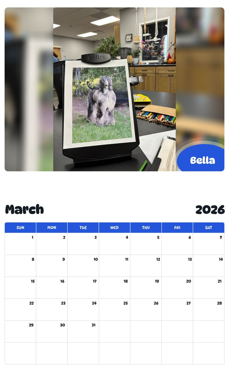 November 2025 - October 2026 Bella - Pawidols Pet Calendar