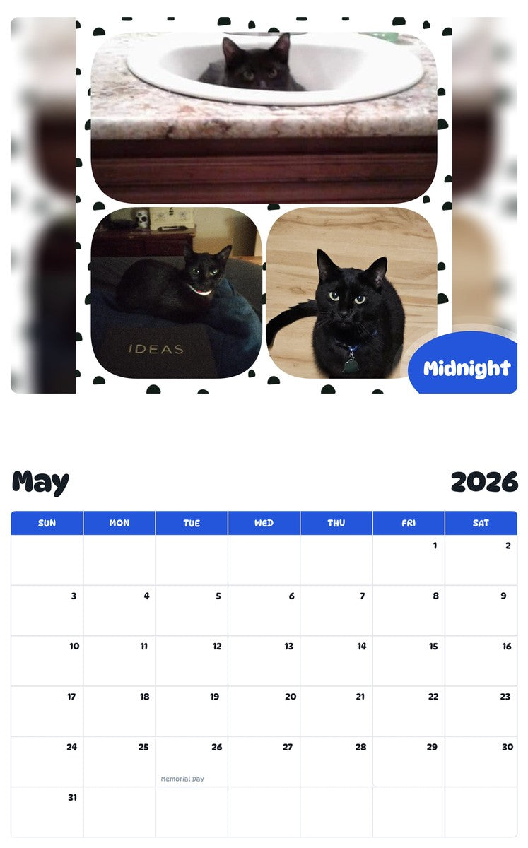 2026 - 2027 Midnight - Pawidols Pet Calendar