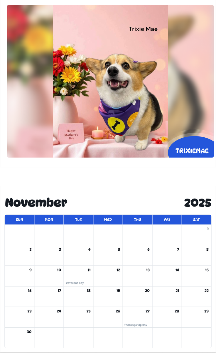 July 2025 - June 2026 Trixiemae - Pawidols Pet Calendar